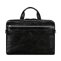 Maxwell Scott - Personalized Mens Luxury Business Leather Laptop Bag with Trolley Sleeve - The Teramo