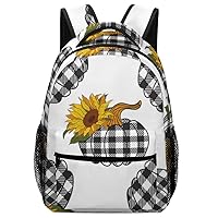 Laptop Backpack for Traveling Sunflowers Plaid Pumpkin Carry on Business Backpack for Men Women Casual Daypack Hiking Sporting Bag