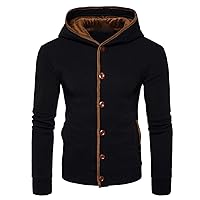 Men's Jacket Button Trim Hooded Sweater Cardigan