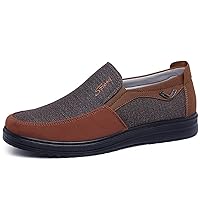 Men's Slip on Loafers,Arch Support Boat Shoes,Canvas Leisure Vintage Flat Walking Shoes，Comfort Driving Shoes