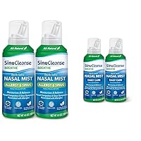 SinuCleanse Allergy & Sinus 4.6 Oz (2 Pack) and Daily Care 4.5 Oz (2 Pack) Sterile Saline Nasal Mist Bundle