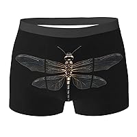 Dragonfly Black Print Men's Boxer Briefs Trunks Underwear Soft Comfortable Bamboo Viscose Underwear Trunks