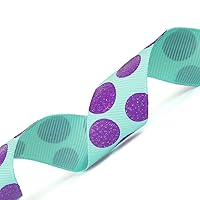 Morex Ribbon Sugar Dots Glitter Grosgrain Ribbon, 7/8-Inch by 20-Yard, Aqua/Lavender (98805/20-612)