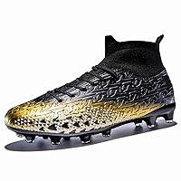 Unisex FG Soccer Cleats High Top Football Shoes Long Studs Anti Slip Artificial Grass Professional Training Sneakers