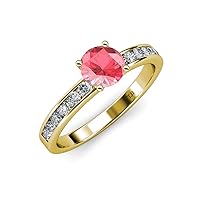 Pink Tourmaline & Natural Diamond (SI2-I1, G-H) Engagement Ring 1.59 ctw 14K Yellow Gold