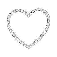 925 Sterling Silver 15.75x19mm Round Various CZ Cubic Zirconia Simulated Diamond Polished Love Heart Pendant Necklace Jewelry for Women