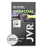 JVR Nose Strips for Blackhead Removal on Oily Skin, Mighty Deep Cleansing Pore Strips, for Pore Unclogging, 10 Count, Features Charcoal & Witch Hazel