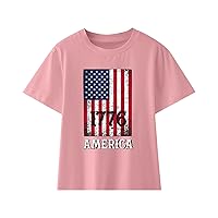Boy Thermal Top Long Sleeve Toddler Boys Girls Short Sleeve Independence Day 4 of July Kids Tops T Shirt Solid