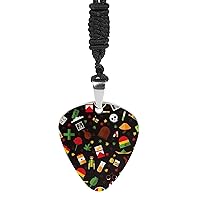 Narcotic Drugs Pattern Personalized Necklace Guitar Pick Pendant Holder for Acoustic Electric Guitar Bass Players