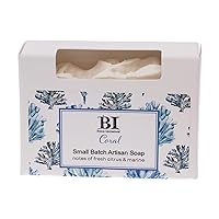 Boston International Scented Bar Soaps Made in the USA Small Batch Artisan Cold Process Soap, 4.5 Ounces, Coral (Fresh citrus and Marine)
