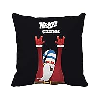 Throw Pillow Cover Rock N Roll Santa Claus Smoking Pipe Beard 18x18 Inches Pillowcase Home Decorative Square Pillow Case Cushion Cover