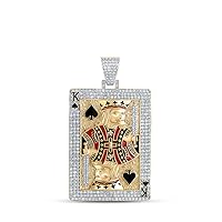 The Diamond Deal 10kt Yellow Gold Mens Round Diamond King of Spades Card Charm Pendant 5 Cttw