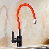 Kitchen Faucet Pull up & Down Spflexible 360 Degree Rotate Kitchen Sink Mixer Tap Chrome Faucet/Orange