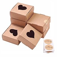 Airssory 30pcs 3x3 Inch(7.5x7.5cm) Paper Candy Boxes with Heart Window Bakery Box Gift Box Square for Singlepack Dessert Small Giftbox Packing