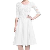 Mother of The Bride Dresses Lace Long Sleeves Wedding Guest Dresses Chiffon Short Formal Evening Gowns