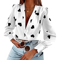 Women's Business Casual Tops Summer Long Sleeve Silk Button Down Shirts V Neck Chiffon Blouses…