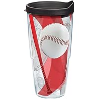 Tervis Baseballs Red & Mitt Background Made in USA Double Walled Insulated Tumbler Travel Cup Keeps Drinks Cold & Hot, 24oz, Classic