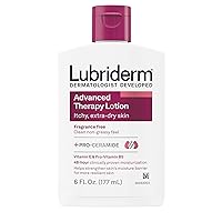 Lubriderm Advanced Therapy Fragrance Free Moisturizing Hand & Body Lotion + Pro-Ceramide with Vitamins E & Pro-Vitamin B5, Intense Hydration for Itchy, Extra Dry Skin, Non-Greasy, 6 fl. oz