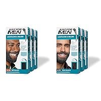Just For Men Mustache & Beard & Mustache & Beard, Beard Dye for Men with Brush Included for Easy Application, With Biotin Aloe and Coconut Oil for Healthy Facial Hair - Real Black, M-55, Pack of 3