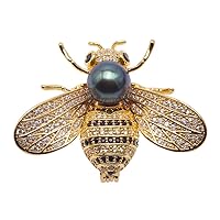 JYX Pearl Bee Brooch 9mm Peacock Tahitian Southsea Cultured Pearl Brooch Pin Pendant