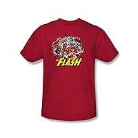 The Flash - Flash Family Slim Fit Adult T-Shirt In Red