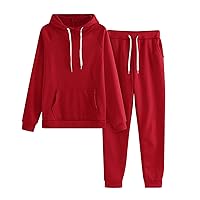 Women's Two Piece Outfits Tracksuit Hooded Sweatshirt Set Casual Hoodies Jogger Pants Track Suit Activewear Sets