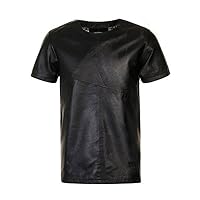 Men's Leather STARS N STRIPES T-Shirt Black (SOHST001)