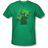 DC Comics - Mens Spray Sketch League T-Shirt in Kelly Green