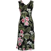 RJC Women's Breathtaking Island Getaway Tea Length Sleeveless Hawaiian Dress