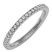 0.40 Carat ctw Diamond Eternity Band Ring Round Cut – 18K or 14k Gold Wedding Anniversary Stackable Ladies’ Rings Value Collection Gift for Women