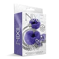 81510: Nixie Metal Butt Plug&Furry Cuff Med Purple Metallic