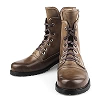 ZLYC Men's Fashion Lace Up Leather Mid Calf Combat Boots