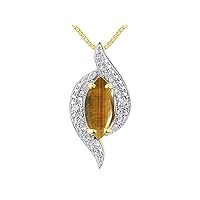 Rylos 14K Yellow Gold Designer Necklace: Marquise Gemstone & Diamond Pendant, 18