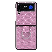 Bling Case for Samsung Galaxy Z Flip 4, Case with Ring, Skin Soft Touch Feel Slim Folding Protective Phone Cover,Pink
