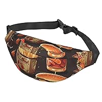 Fanny Pack For Men Women Casual Belt Bag Waterproof Waist Bag Chicken Leg Burger Drink Running Waist Pack For Travel Sports
