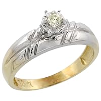 Silver City Jewelry 10k White Gold Diamond Engagement Ring, 7/32 inch Wide