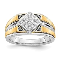 14k Two tone Gold Black and White Diamond Mens Ring Size 10 Jewelry for Men