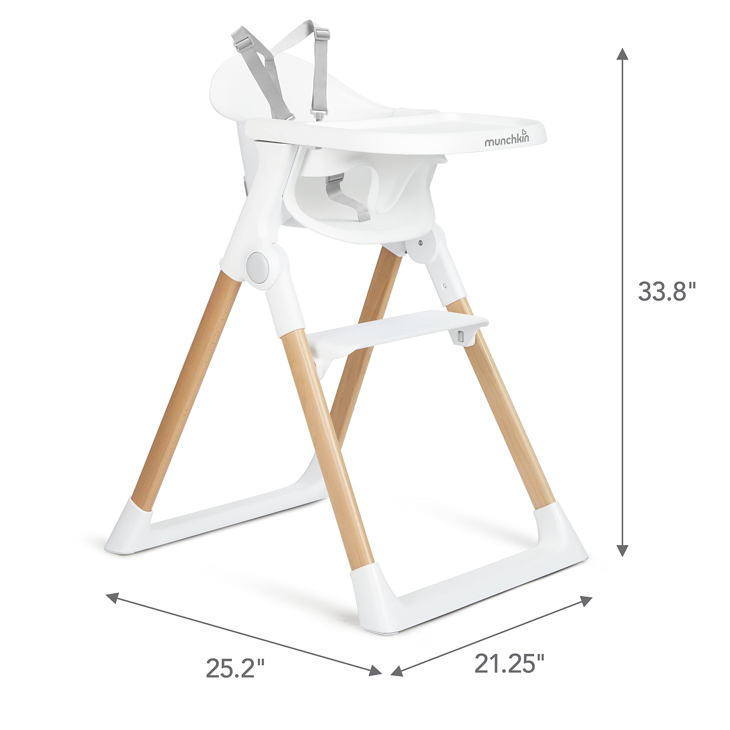 Munchkin® Float™ Easy Clean Foldable Baby High Chair - Compact Modern Design Great for Small Spaces White