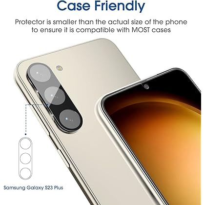 amFilm [2+2 Pack OneTouch Tempered Glass Screen Protector for Samsung Galaxy S23+/S23 Plus 6.6 Inch with Camera Lens Protector, 9H Hardness, Easy Installation and Bubble Free.