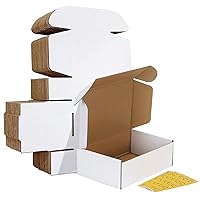HORLIMER 9x6x3 inches Shipping Boxes Set of 25, White Corrugated Cardboard Box Literature Mailer, 25 Stickers Included