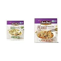 Annie Chun's Miso Soup Noodle Bowl, Non-GMO, Vegan, 5.9-oz (Pack of 6) & Peanut Sesame Noodle Bowl | Non-GMO, Vegan, Shelf-Stable, 8.7 Ounce (Pack of 6) | Thai-Style Microwaveable Ready Meal