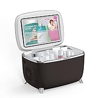 Living Enrichment Mini Fridge, Skincare Fridge Cooler 6L Capacity, Small Refrigerator great choice for Gift, Perfect for Skincare Beauty and Food Drinks, Special color (Black with little Brown)