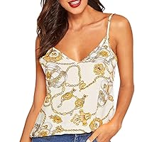Off Shoulder Tops for Women, Fashion Vest Sleeveless Chain Print Casual Tank T-Shirt Blouse