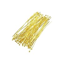 Gold Plated Brass Ball Head Pins for Jewelry Making, Earrings- Hypoallergenic (50mm x 24 Gauge) 2 Inch