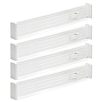 mDesign Expandable Kitchen Drawer Organizer - Adjustable Divider with Foam Ends - Secure Hold, Locks in Place - Separators for Pantry, Cupboard, Cabinet Storage, Ligne Collection, 4 Pack - White