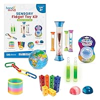 hand2mind Sensory Fidget Toy Kit, Play Therapy Toys, Fidget Tube, Mini Glow Sticks, Play Foam, Stress Ball, Anxiety Sensory Items, Occupational Therapy Toys, Calm Down Corner Supplies (128 Pieces)