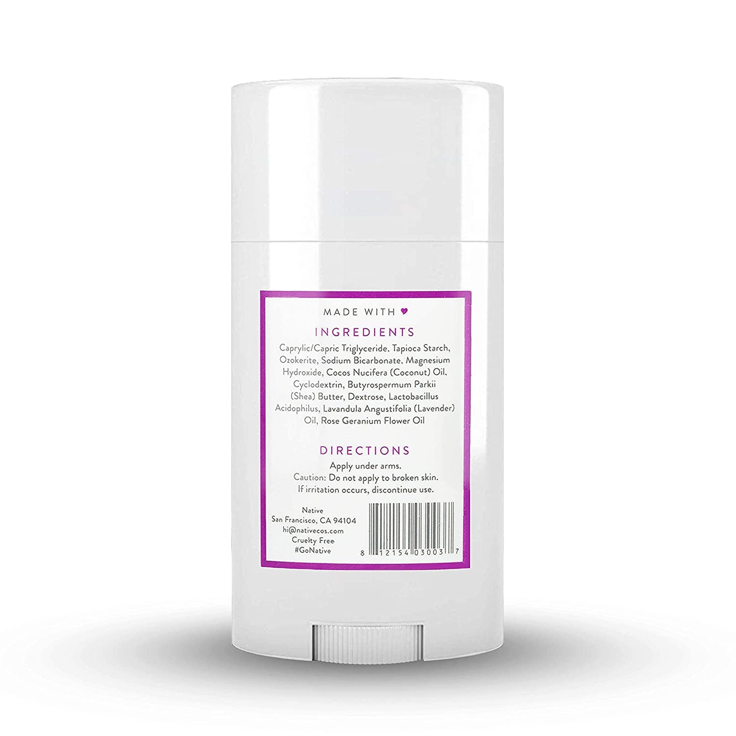 Native Deodorant | Natural Deodorant for Women and Men, Aluminum Free with Baking Soda, Probiotics, Coconut Oil and Shea Butter | Lavender & Rose