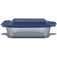 Pyrex Sculpted Tinted (8x8) Glass Baking Dish with BPA-Free Lid, Oblong Bakeware Glass Pan For Casserole & Lasagna, Dishwasher, Freezer, Microwave and Pre-Heated Oven Safe, Smoke