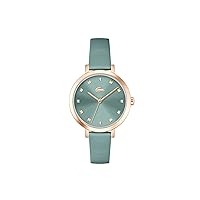 Lacoste Riga Women's 3H Quartz Watch, Leather Wristband, Water Resistant up to 5 ATM/50 Meters, Fashion Statement Timepiece, 34mm