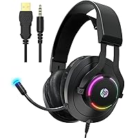 HP Gaming Headset with Microphone Wired Over Ear Gaming Headphones with Mic for PS4 PS5 Xbox One Nintendo Switch PC Laptop Gamer Headset 3.5mm Jack with Noise Cancelling and Led Light